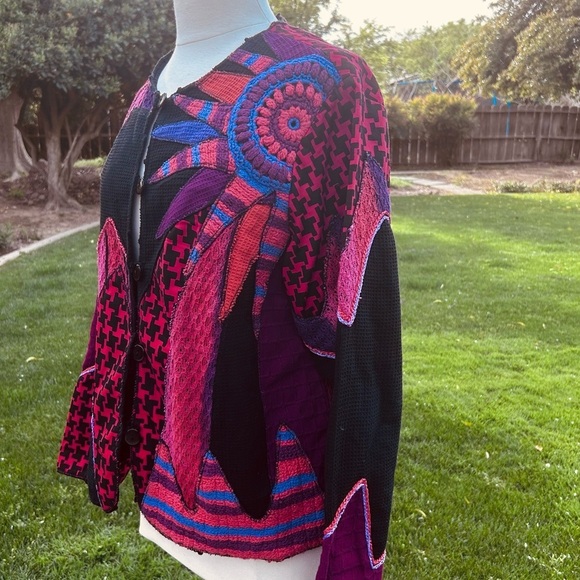 Spirit by Sandy Starkman Art to Wear Mixed Fabric Jacket | Size Large - Picture 2 of 9